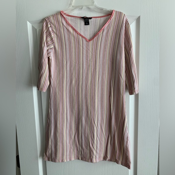 Vintage Y2K Night gown pink with stripes size Large - Picture 1 of 4